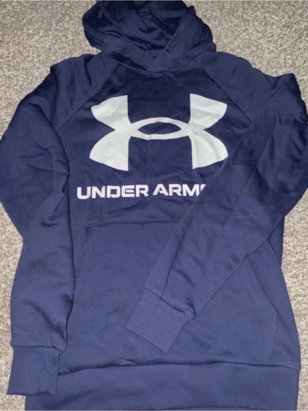 Under Armour Navy Blue Hoodie with Large White Logo size small- like new